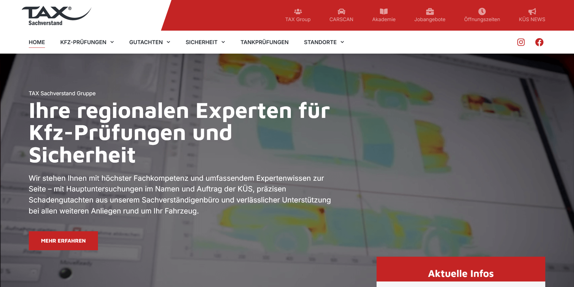 Screenshot TAX SACHVERSTAND Website