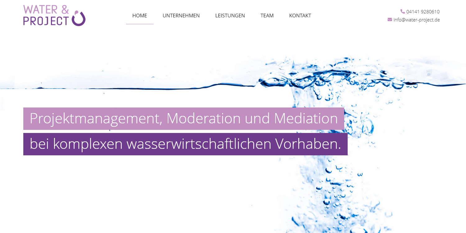 Projektmanagement, Moderation und Mediation bei komplexen wasserwirtschaftlichen Vorhaben.